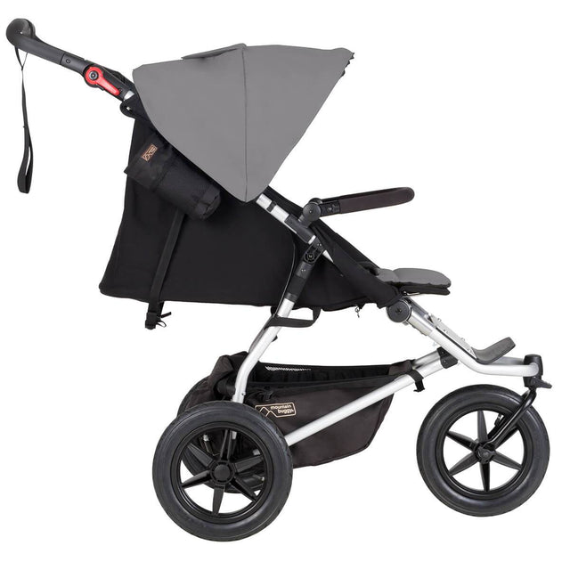 mountain buggy urban jungle all-terrain buggy lie flat seat side view shown in color silver_silver