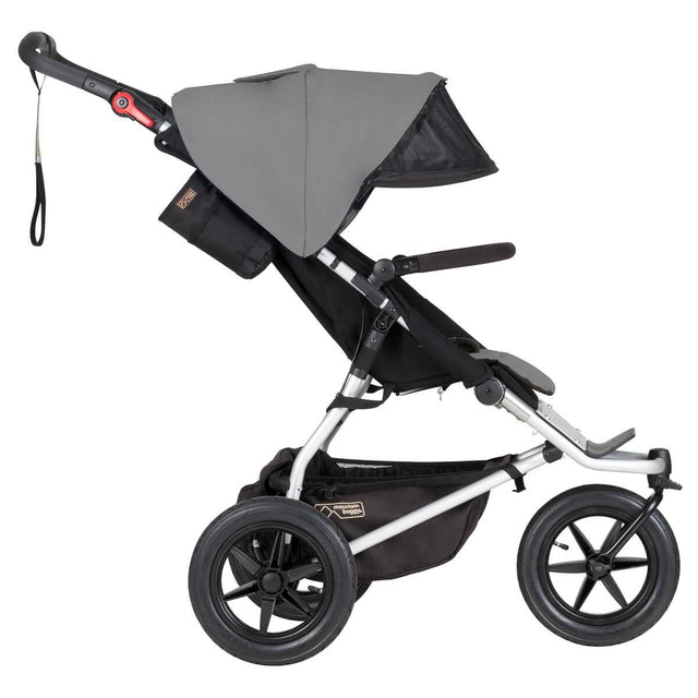 mountain buggy urban jungle all-terrain buggy with extendable visor side view shown in color silver_silver