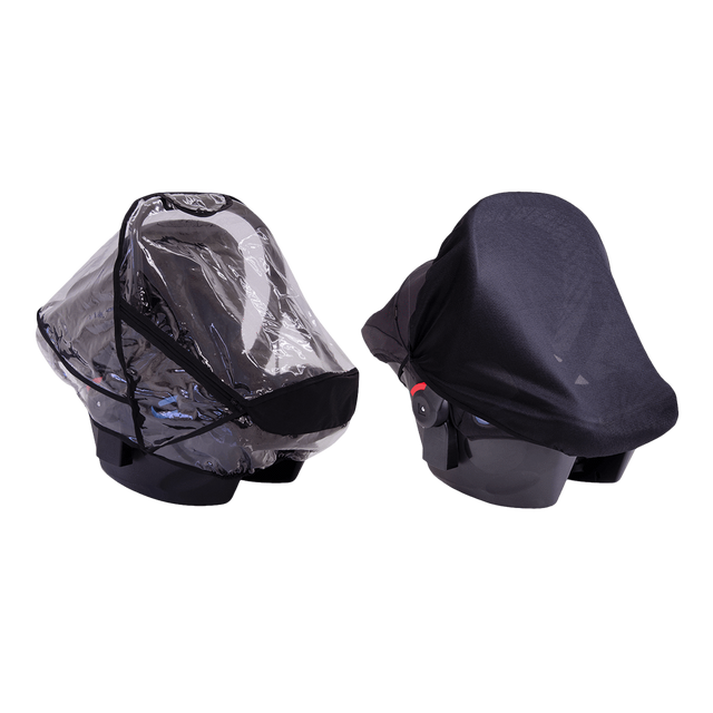 Mountain Buggy infant cat seat cover set showing both included sun mesh and storm covers colour default_default