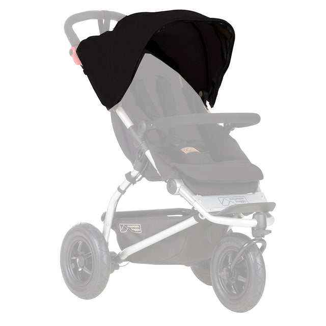 Mountain Buggy replacement sunhood for MB mini and duet buggies shown in black_black