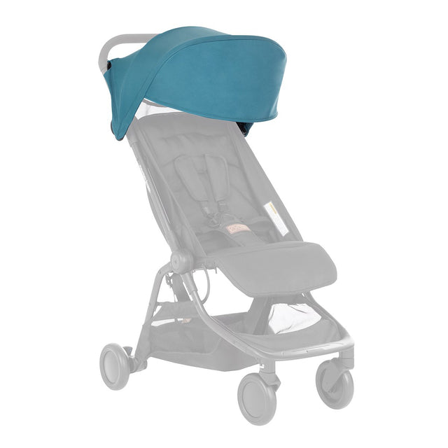 nano sunhood fabric on ghosted buggy frame in teal_teal