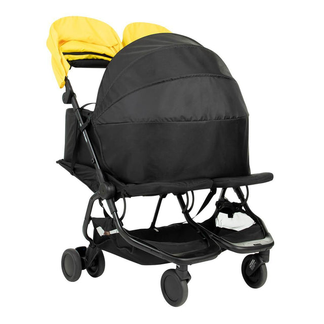 Mountain Buggy cocoon for twins shown on nano duo cyber buggy