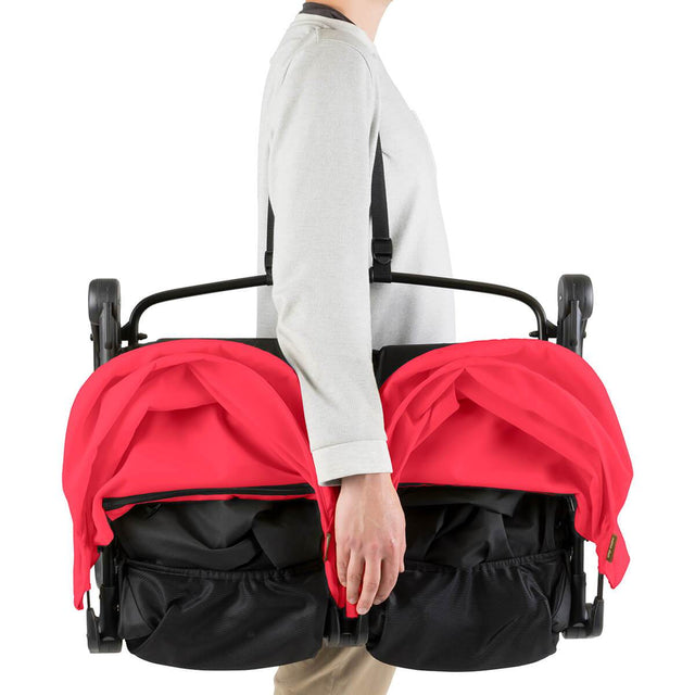 Mountain Buggy nano duo double lightweight buggy with shoulder strap in colour ruby_ruby
