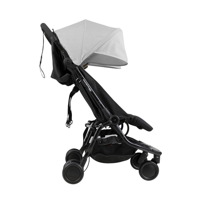 Mountain Buggy nano duo double lightweight buggy side view in colour silver_silver