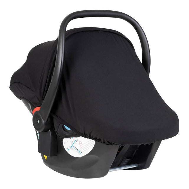 protect infant car seat with integrated black out cover to protect from sunlight_black-silver