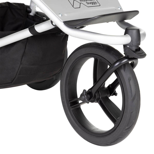 Close up of the front aeromaxx wheel offering maintenance free puncture proof cushioned ride for your baby_nautical