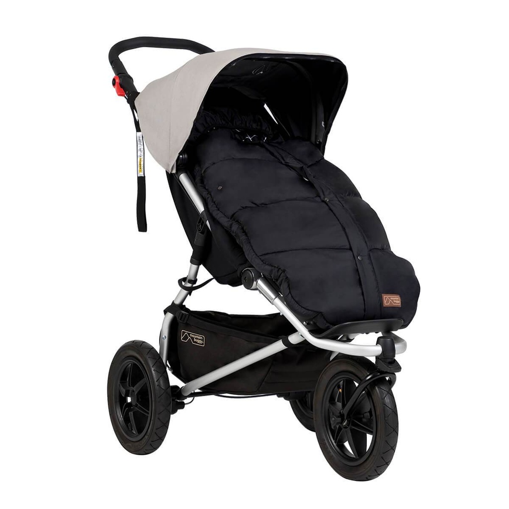 Mountain Buggy durable soft peach lined sleeping bag fitted to an urban jungle in colour grid_grid