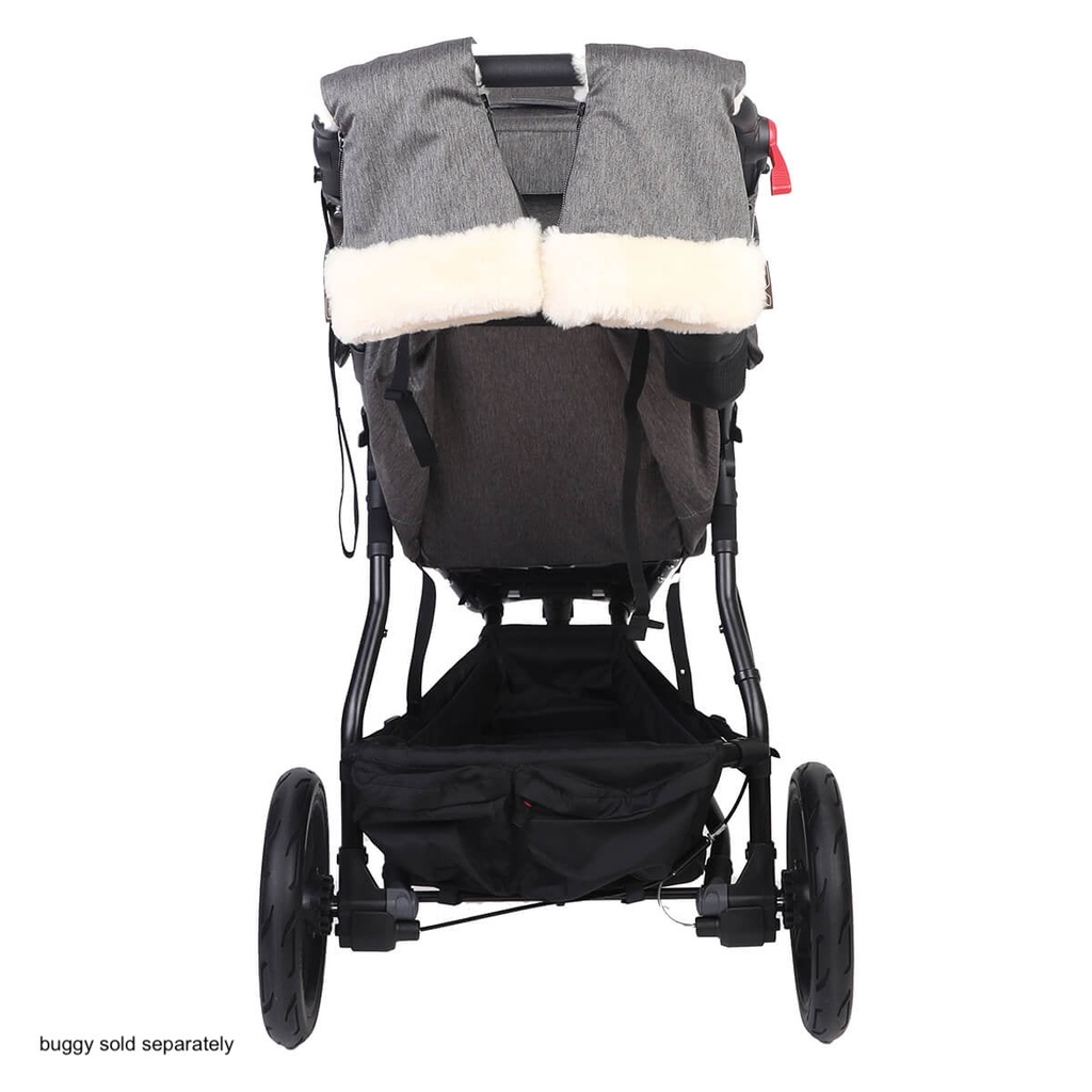 Mountain Buggy lambswool luxury hand muff in herringbone on urban jungle herringbone with winter setting