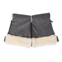 Mountain Buggy lambswool luxury hand muff in herringbone on plain white background zipped together