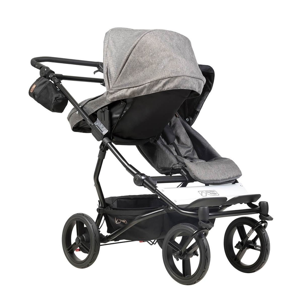 mountain buggy duet double buggy with one carrycot plus in parent facing mode 3/4 view shown in color herringbone_herringbone