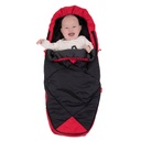 phil&teds snuggle & snooze sleeping bag with baby inside in red top view