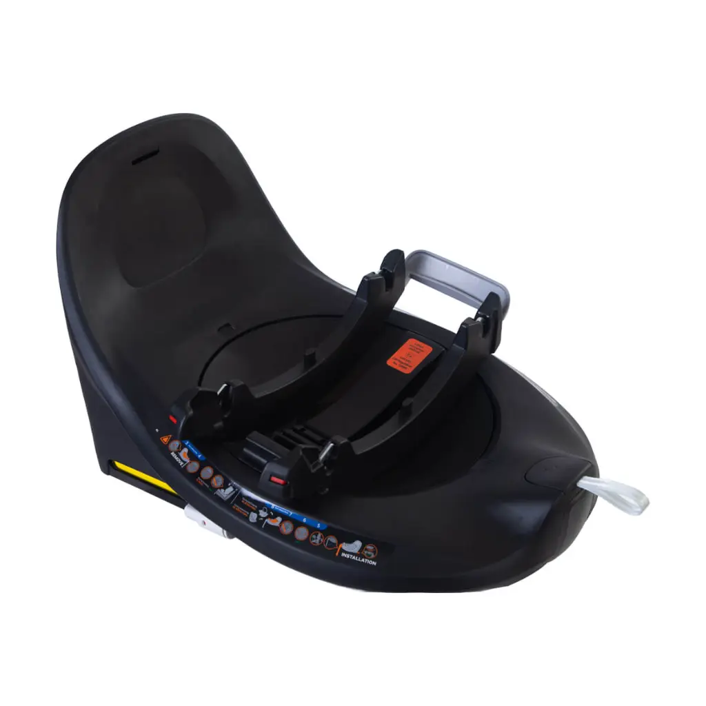 mountain buggy rotating isofix car seat base rotated to side three quarter view.webp