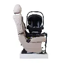 mountain buggy protect isize infant car seat capsule fitted on car seat and rotated to the side.webp